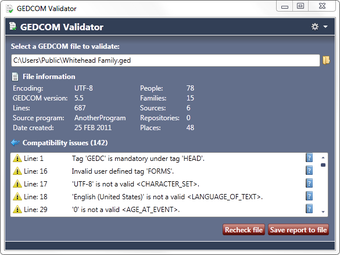 Image 0 for GEDCOM Validator (64-Bit)