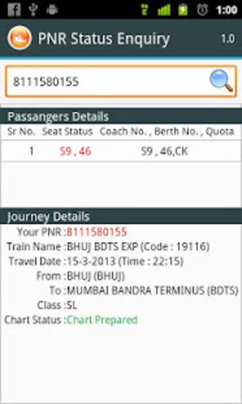 Image 0 for PNR Status Enquiry