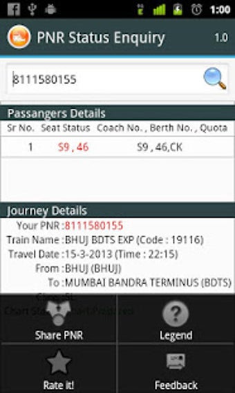 Image 1 for PNR Status Enquiry