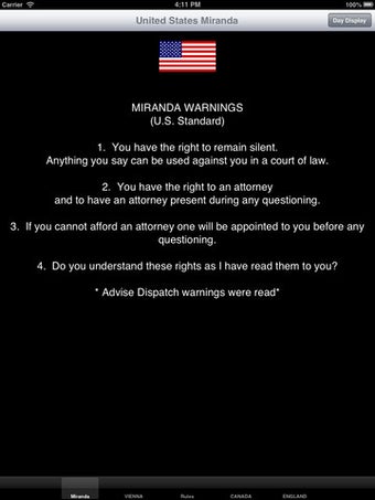 Imagen 0 para POLICE MIRANDA WARNING