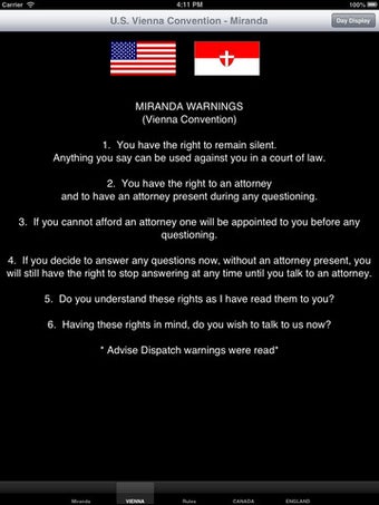 Imagen 6 para POLICE MIRANDA WARNING