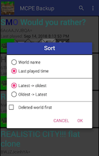 Image 0 for MCPE Backup