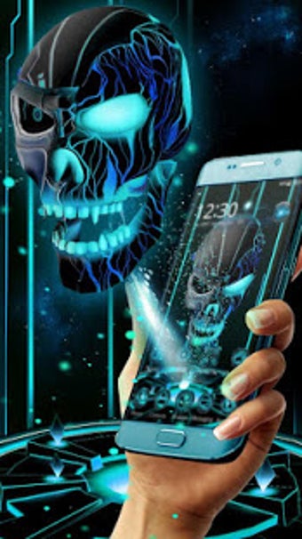 Imagen 1 para Neon Tech Evil Skull 3D T…