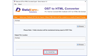 Image 0 for DataVare OST to HTML Conv…