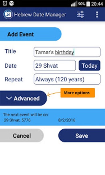 Image 0 for Hebrew Date Manager + Wid…