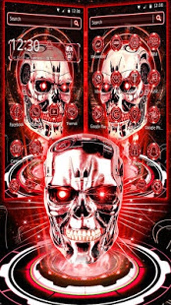 Image 3 for 3D Red Neon Tech Skull Th…