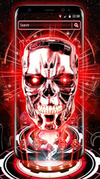 Image 1 for 3D Red Neon Tech Skull Th…