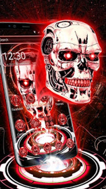 Image 0 for 3D Red Neon Tech Skull Th…