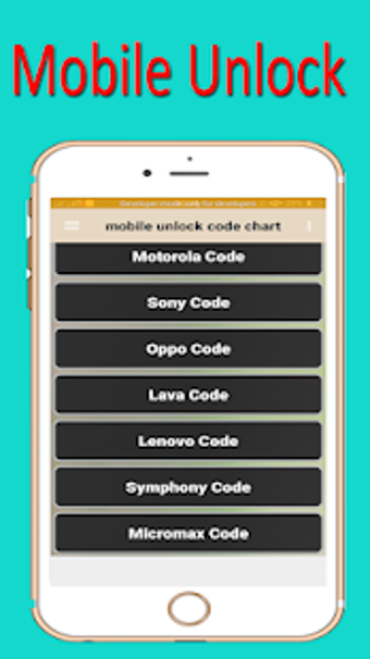 Image 1 for mobile  unlock code chart