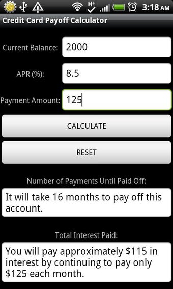 Imagen 2 para Credit Card Payoff Calcul…