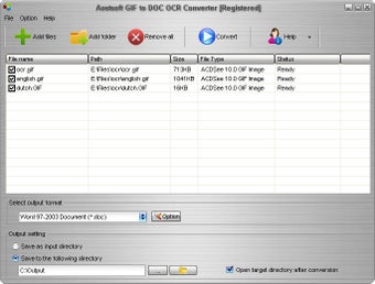 Image 0 for Aostsoft GIF to DOC OCR C…