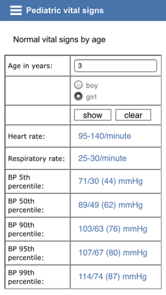 Image 3 for Pediatric vital signs