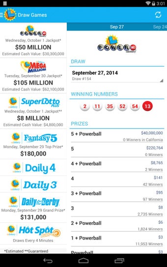 Image 1 for CA Lottery Official App