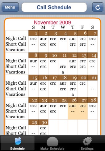 Image 0 for Call Schedule