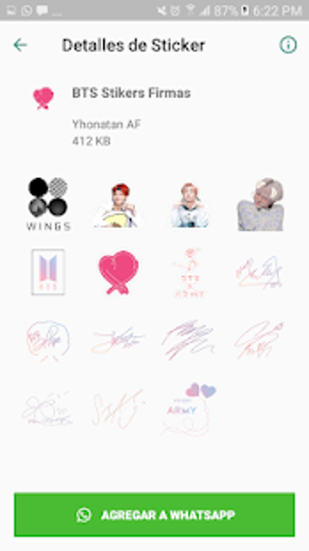 Imagen 1 para BTS Stickers KPop para Wh…