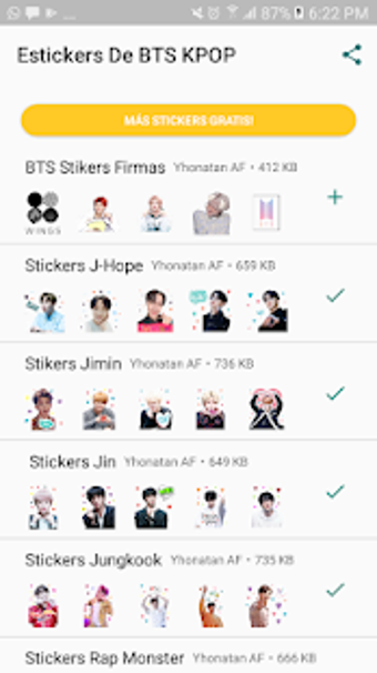 Imagen 2 para BTS Stickers KPop para Wh…