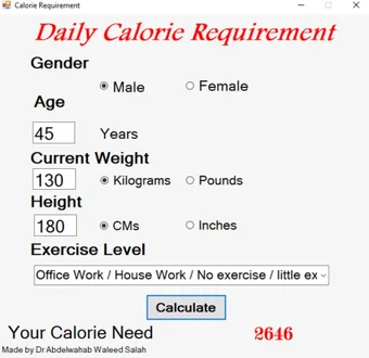 Image 0 for Calorie Requirement