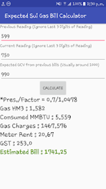 SNGPL Sui Gas Bill Estimator And Calculator Screenshots 2