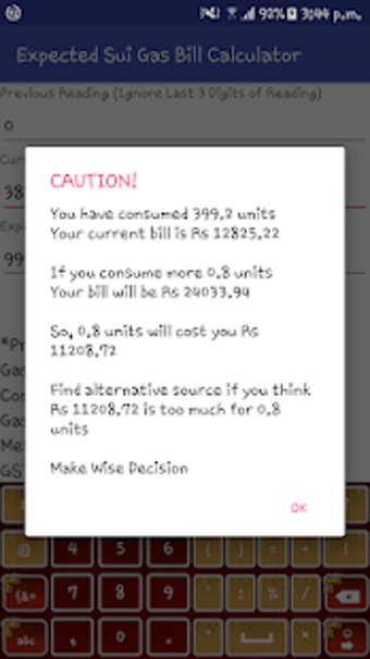 SNGPL Sui Gas Bill Estimator And Calculator Screen Views 3
