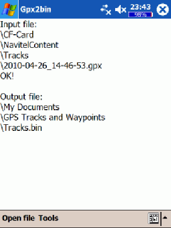 Image 0 for Gpx2bin