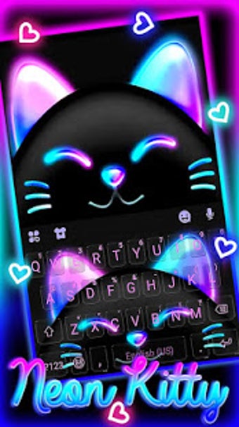 Image 0 for Black Neon Kitty Keyboard…