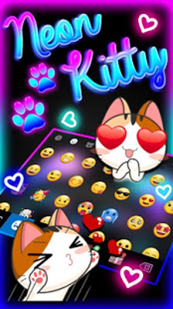 Image 1 for Black Neon Kitty Keyboard…