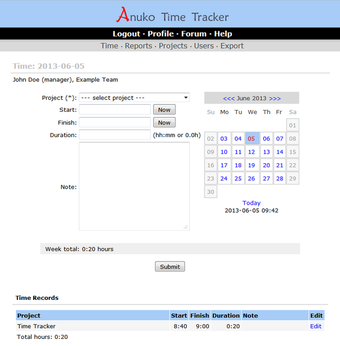 Image 1 for Anuko Time Tracker