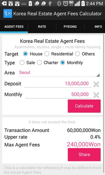 Image 0 for Korea RealEstate Fee by P…