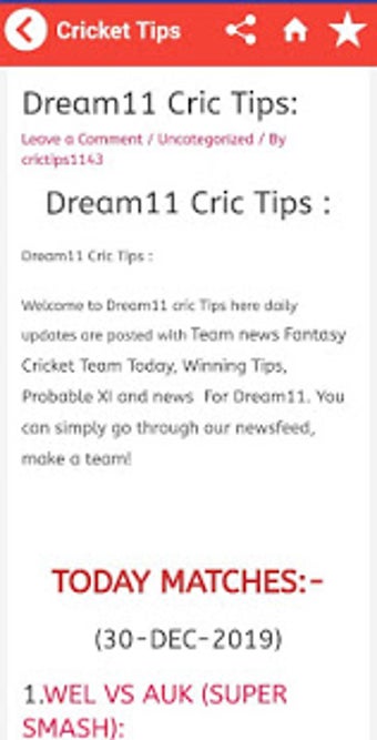 Image 0 for Fantasy11 cric Tips -D11 …