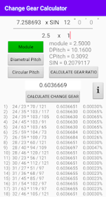 Image 0 for Change Gear Calculator