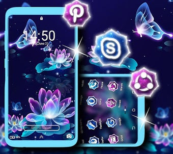 Imagen 1 para Neon Lotus Launcher Theme