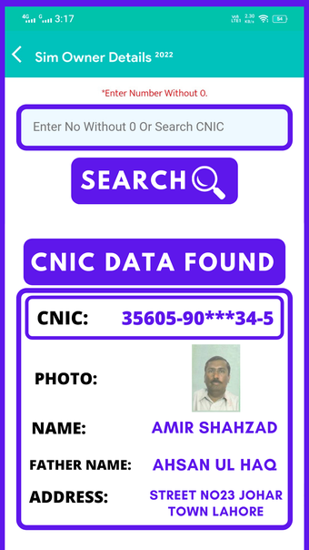 Image 0 for Pakistan Sim Owner Detail…