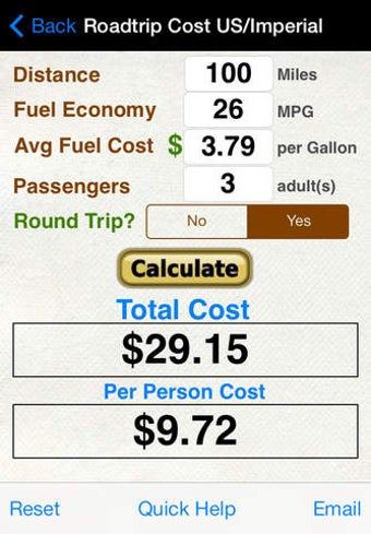 Image 0 for Roadtrip Gas Cost Calcula…