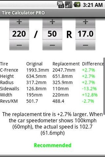 Imagen 1 para Tire Calculator PRO
