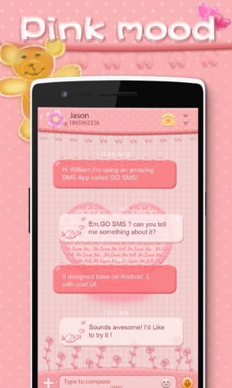 Image 0 for GO SMS PRO PINKMOOD THEME