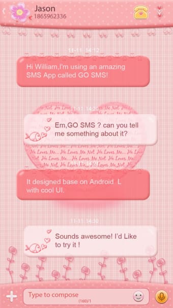 Image 2 for GO SMS PRO PINKMOOD THEME