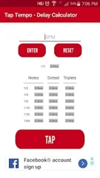 Image 0 for Tap Tempo - Delay Calcula…