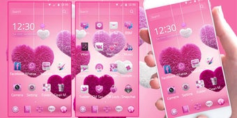 Image 1 for Fluffy love Theme Pink he…