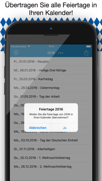 Image 1 for Feiertag Kalender Bayern