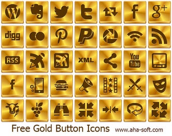 Image 0 for Free Gold Button Icons