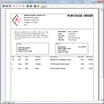 Image 0 for OrderGen Purchase Order F…
