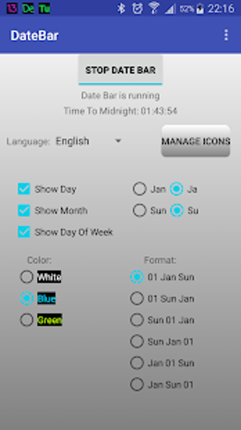 Image 2 for DateBar - date in status …