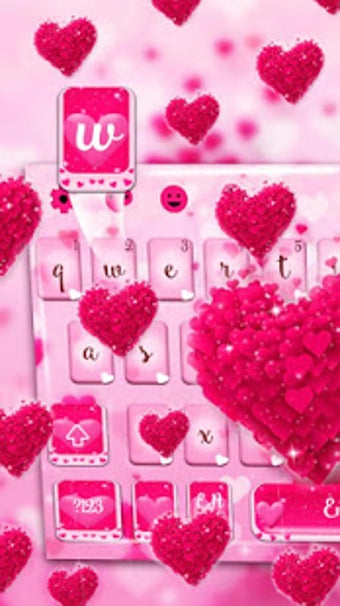 Imagen 2 para Pink Love Heart Keyboard …