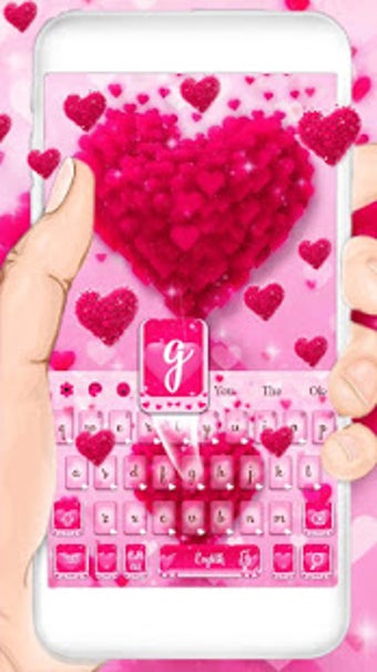 Imagen 2 para Pink Love Heart Keyboard …