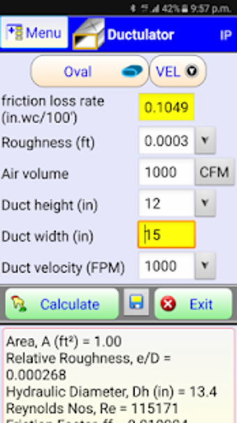 Image 2 for HVAC duct sizer - a Ductu…