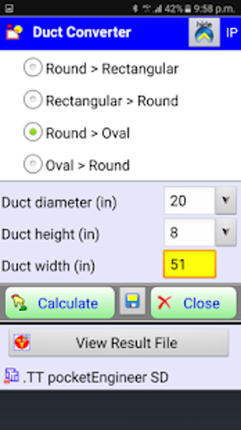 Image 1 for HVAC duct sizer - a Ductu…