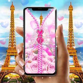 Imagen 2 para Paris zipper lock screen