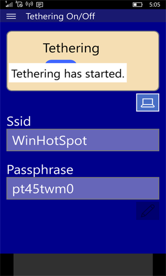 Imagen 1 para Tethering On/Off for Wind…
