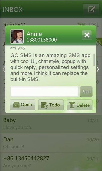 Image 1 for GO SMS Pro simple green t…