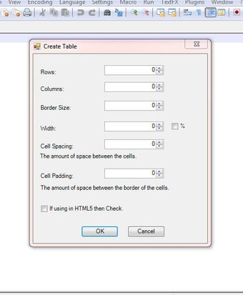 Image 0 for Notepad++ table